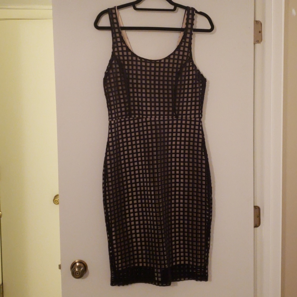 Black and nude midi dress